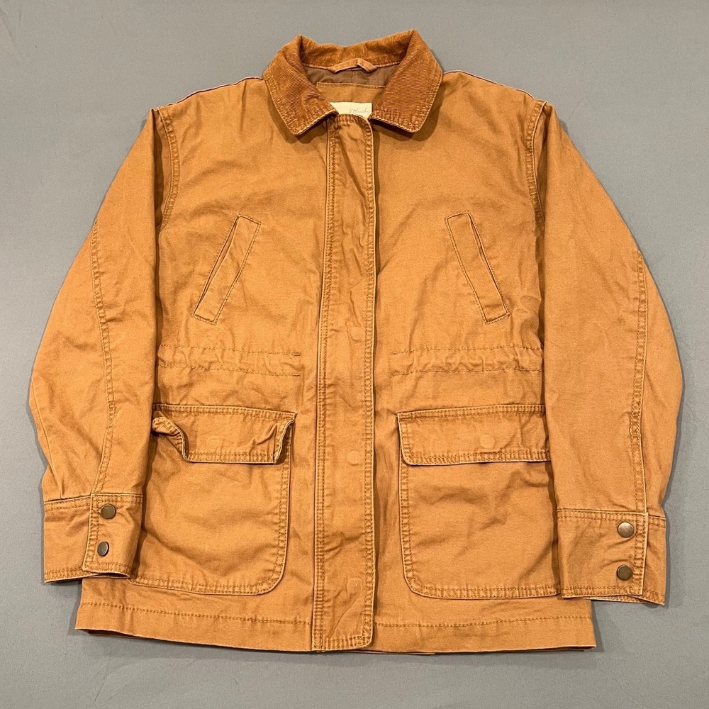 Brown Canvas Field Barn Jacket Corduroy Collar XS